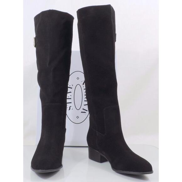 Steve Madden Loren Riding Knee High Boots Suede Black Size 6 - Picture 6 of 8